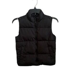 Kids Old Navy Puffer‎ Vest Black Size S 6 7 Quilted Zip Up Sleeveless Jacket